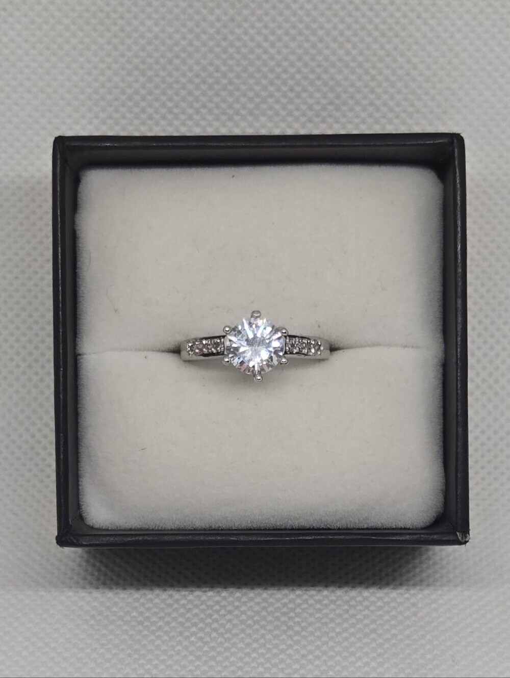 925 Sterling Silver CZ Solitaire Engagement Ring Size 7 Promise Ring